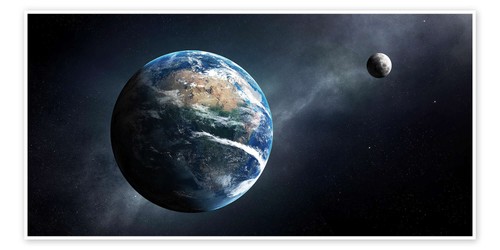 Poster erde und mond - poster, aus