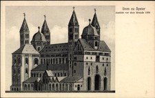 Ak Speyer am Rhein, Dom zu Speier, Ansicht vor dem Brande 1689, ... - 4833389