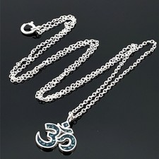 KETTE & ANHÄNGER  AUS 925/- SILBER MIT KRISTALL TÜRKISFARBEN SCHMUCKJAGD