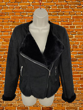 ZARA TRAFALUC DAMEN GRÖSSE UK KLEIN KUNSTFELL REISSVERSCHLUSS BIKER FLIEGERJACKE MANTEL