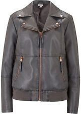Lederimitat-Jacke gewaschene Optik Gr. 38 Grau Damenjacke Mantel Parka Coat Neu
