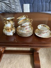 Mocca Service  22 Karat Gold Auflage Kleiber Porzellan 6 Teilig , Kanne Und Dose