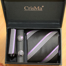 Krawatten Set in schwarz/lila