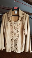 Westernbluse Westernlook Bluse Velourleder Imitat  Gr: 40/42