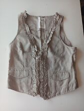 Weste Damen Gr. 38 M beige mit Rüschenbesatz OPUS