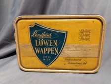 alte Blechdose Landfried Löwen Wappen  Feinschnitt Tabak 1950er Tabakdose