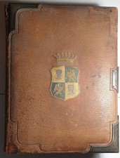 Leeres Album / Fotoalbum für Hartpappe-Fotos / Wappen mit Krone Adel Freiherr ?