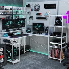 HOMCOM Schreibtisch, L-förmiger Computertisch 137 x 140 x 139,5 cm Weiß