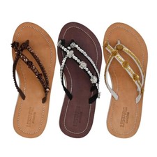 Damen Sandalen Flipflops Leder