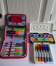 SET DREAM HORSE Federtasche gefüllt+Wasserfarben +Staedtler glitter Gelmalstifte