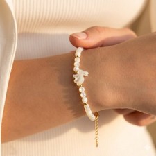 Natural MOP Bunny Bracelet 4mm