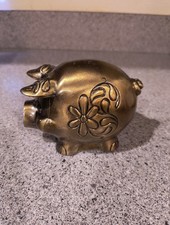 Vintage Brass 5" Piggy Bank