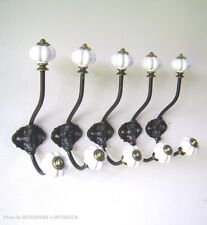 5 GARDEROBENHAKEN PORZELLAN MESSING ANTIK NOSTALGIE LANDHAUSSTIL GARDEROBE NEU