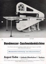 Bandmesser-Zuschneidemaschine A. Esche Limbach - 1936 - Histor. Werbung ~20x28cm