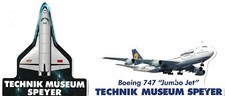 2  AUFKLEBER VOM TECHNIK MUSEUM SPEYER BOEING 747 JUMBO JET, DIE RUSSISCHE BURAN