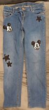Jeans für Mädchen, mit Mickey Mouse Motiven, Einf. Weite 38cm, Schrittl. 62cm