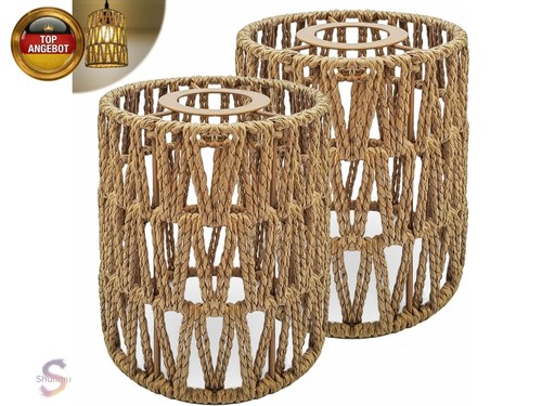 Rattan hängelampe boho retro - rattan,