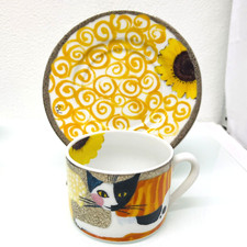 Rosina Wachtmeister Katze Bradford Editions 1 Kaffeetasse + Untertasse, Gelb