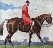 Reiter, altes Aquarell, Ende