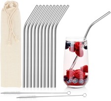 10x Strohhalm aus Edelstahl, Trinkhalme, rostfrei, Strohhalm mit