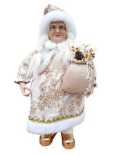 Frau Weihnachtsmann 65 cm Gold Luxe Weihnachtsfrau mit Bärchen Deko Weihnachten