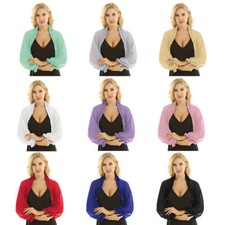 Damen Bolero Langarm Bikini Cover up Schulterjacke Elegant Festlich Strickjacke