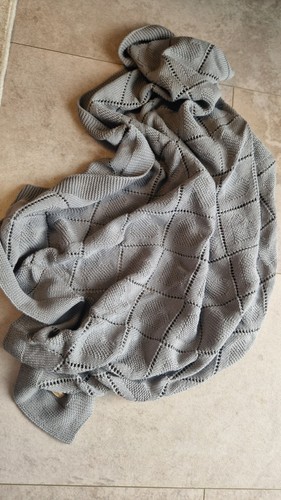 Strickdecke baumwolle grau - strickdecke,