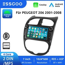 Für Peugeot 206 206CC 2001-2008 Carplay Android 14 Autoradio GPS NAVI SWC 4+64GB