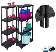 2 x Haushaltsregal Kunststoffregal Steckregal Campingregal Regal Schwarz 4 Böden