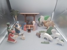 Ostheimer große Holz Krippe,Krippenfiguren,Weihnachtskrippe 22-Teile,Top Zustand