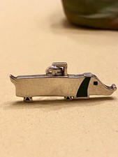 Vintage, Design 800 Silber Anhänger, Hund, Dackel abstrakt, Emailierte Akzente