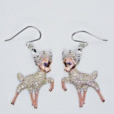 Songea Saphir Ohrringe BAMBI REH 925 Silber 585 Bicolor vergoldet 42 x 18 mm