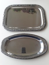 2 Serviertabletts, 2 x Tablett, Baroque / Strassburg, WMF, Cromargan, Germany