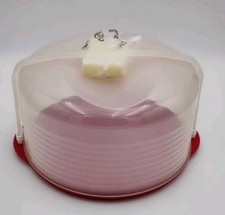 Tupperware Große Tortenbehälter Erstesahne Tortenplatte Rot / Klar Neu