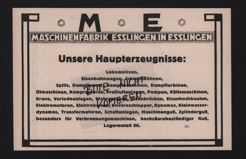 Esslingen werbung 1925 - werbung, m