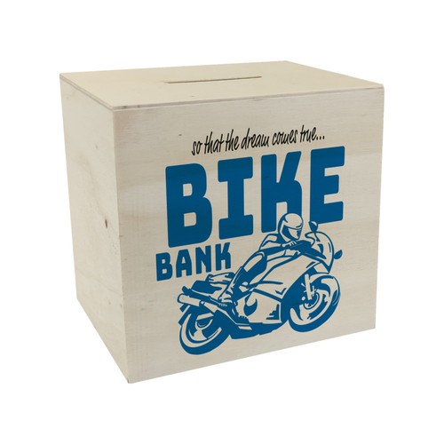 Bike bank spardose aus - aus, holz