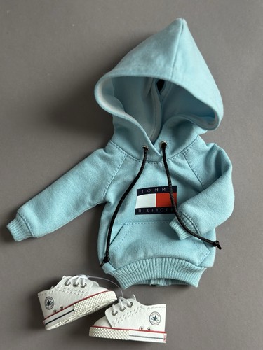 Puppen set blau hoodie - set,