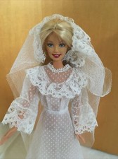 Barbie Brautkleid langärmlig + Schleier, doppellagig - 70er Jahre - Vintage