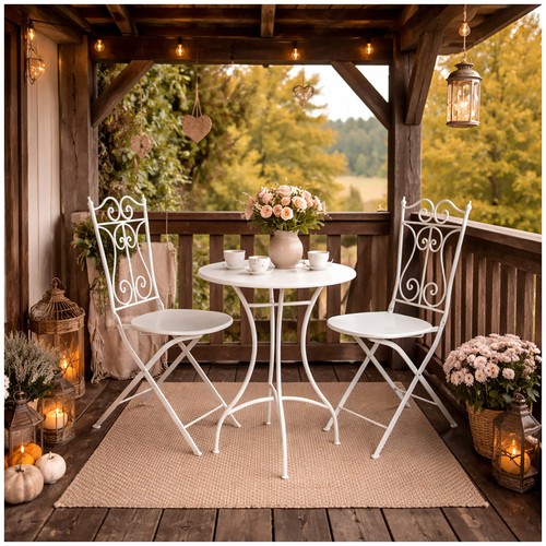Bistro set metall - set, weiß