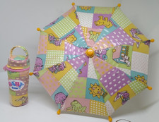 Vintage Schirm +Thermosbehälter mit Flasche von Baby Born Zap Creation rosa grün