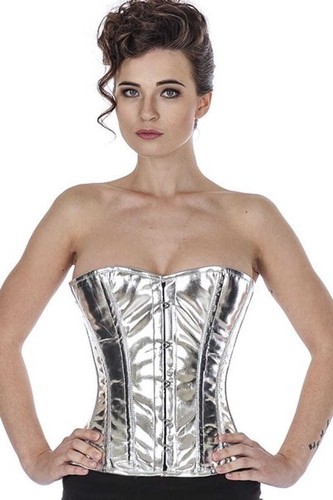Korsett silber glitter lack - silber,