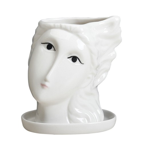 Ceramic flowerpot white - ceramic,