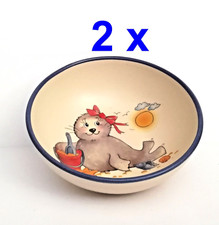 Lustige Kinder Brei Schale Seehund Mädchen 2er-Set Handarbeit Geschenk-Idee G/H4