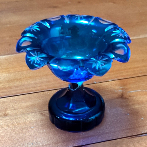 Blaue glasvase biedermeier - glasvase,