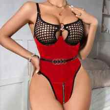 Sexy Wet Look Latexoptik Catsuit Overall Bodysuit Langarm Reißverschluss Dessous