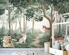 Fototapete Kinderzimmer Tiere Natur Wald Kinder VLIES TAPETE XXL + KLEISTER 225