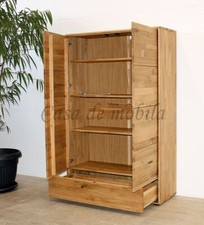 Geschirrschrank OKER 100x145x40cm Wildeiche massiv geölt Wäscheschrank Highboard