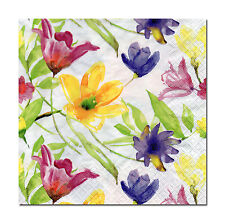 4 Motivserviette Servietten Napkins Tovaglioli Aquarell Blumen Blüten (696)