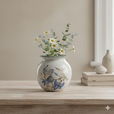 ? Villeroy & Boch Vase Vintage Keramik handbemalt Blau Blumen ? Rarität