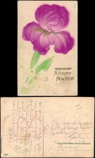 Neujahr Sylvester New Year - Judaika hebräisch 1906 Prägekarte